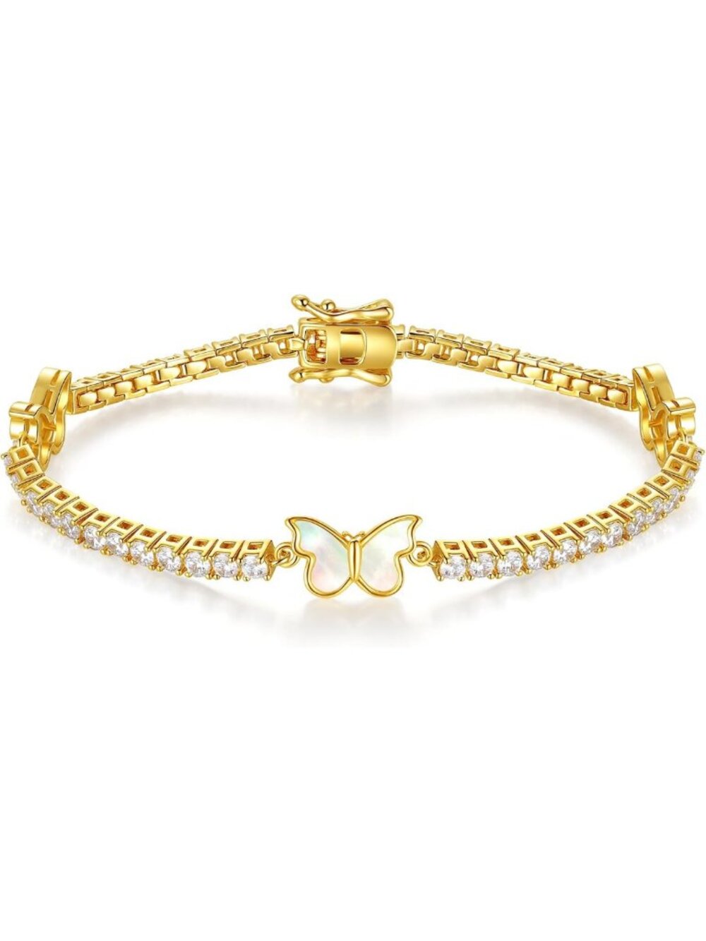Elegant Gold Butterfly Bracelet with Cubic Zirconia - Women's Fashion Jewelry